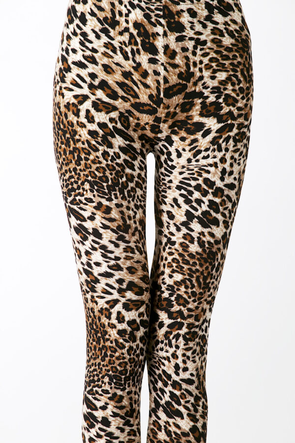 AllMerry Fashion Leggings กางเกงเลกกิ้งแฟชั่น ขายาวลายเสือดาว - Cream&Chocolate&Black - Image 2