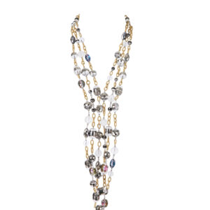 AllMerry Fashion Necklace สร้อยคอคริสตัลคั่นโซ่ไหมทองเล่นระดับ3เส้น