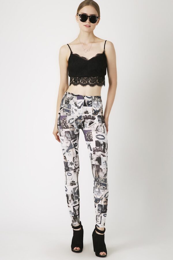Fashion Leggings กางเกงเลกกิ้งขายาวลายเลดี้ - สีขาว+ดำ+เทา