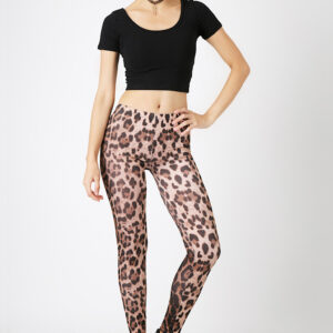 Fashion Leggings กางเกงเลกกิ้งขายาวลายเสือดาว - สีน้ำตาล