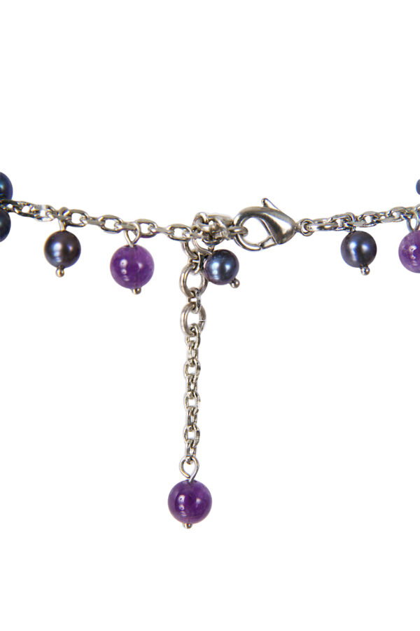 AllMerry Fashion Necklace สร้อยคอลูกปัดหิน Amethyst แท้ + มุกแก้ว - Image 3