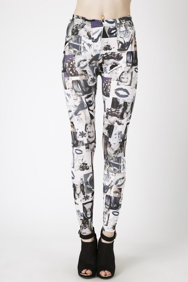 Fashion Leggings กางเกงเลกกิ้งขายาวลายเลดี้ - สีขาว+ดำ+เทา - Image 3