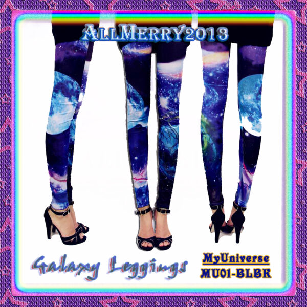 Fashion Leggings กางเกงเลกกิ้งขายาวลายแกแล็คซี่ - สีน้ำเงิน - Image 2