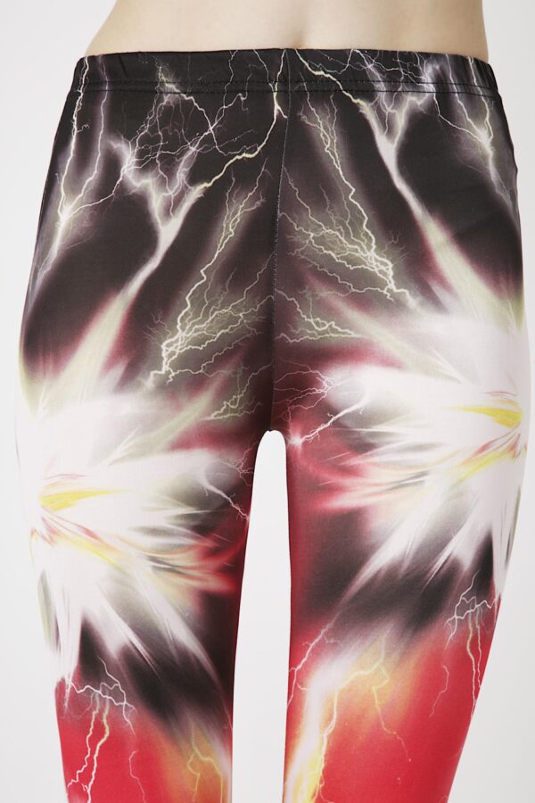 Fashion Leggings กางเกงเลกกิ้งขายาวลายอัสนีบาต - สีแดง+ดำ - Image 2