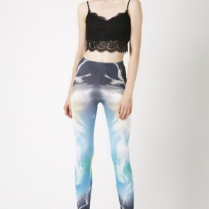 Fashion Leggings กางเกงเลกกิ้งขายาวลายอัสนีบาต - สีฟ้า+เทา