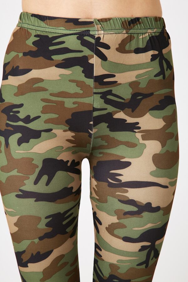 Fashion Leggings กางเกงเลกกิ้งขายาวลายพรางทหาร - สีเขียวเข้ม - Image 3