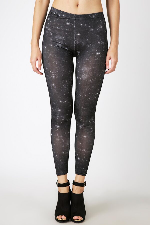 Fashion Leggings กางเกงเลกกิ้งขายาวลายสตาร์เล็ทส์ - สีดำ - Image 3