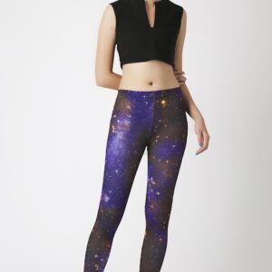 Fashion Leggings กางเกงเลกกิ้งขายาวลายสตาร์เล็ทส์ - สีน้ำเงินนาวี